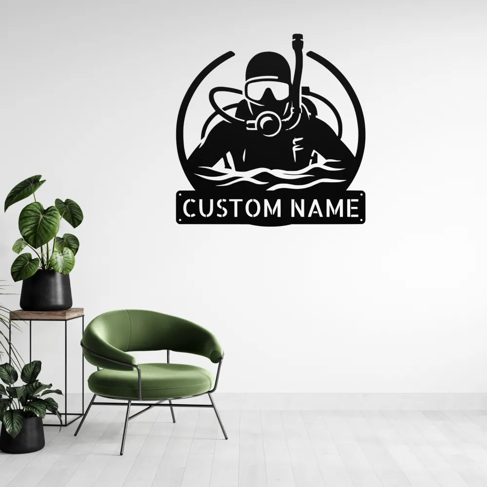 Custom Scuba Diver Metal Sign